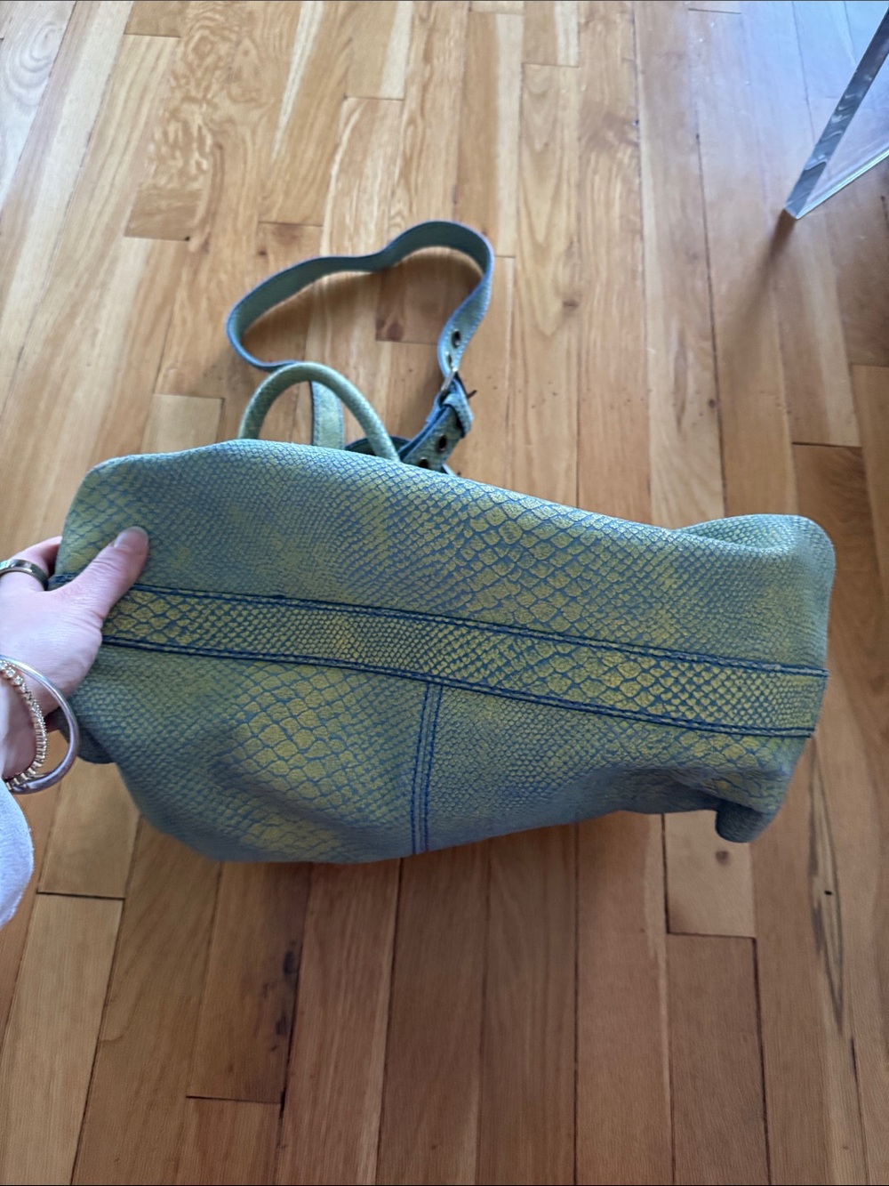Liebeskind Turquoise Green Snake-Embossed Leather Shoulder Bag - Picture 5 of 10